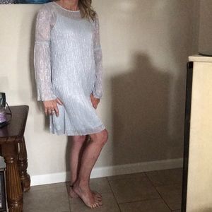 Long sleeve silver sparkle dress